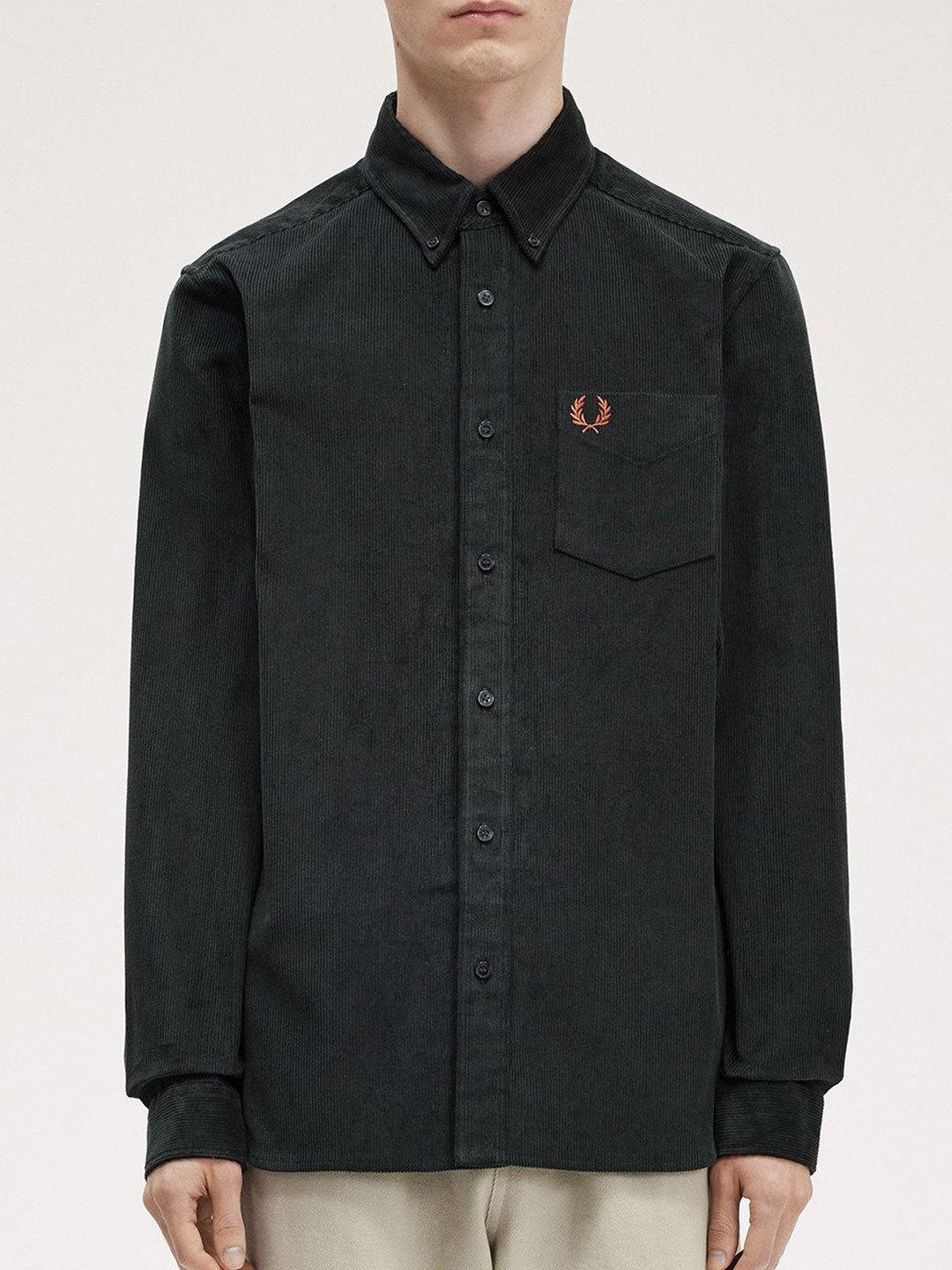 Fred Perry Men Button-Down Collar Textured Cotton Casual Shirt