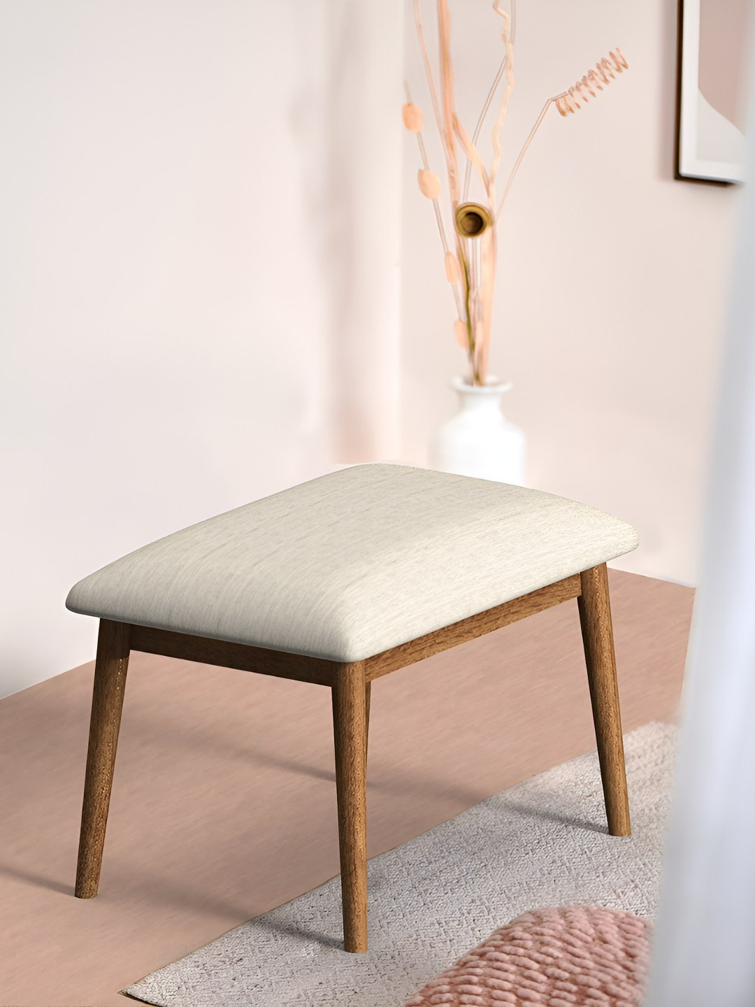 Chumbak Beige Square Shaped Pre-Assembled Wooden Cushion Lounge Chair