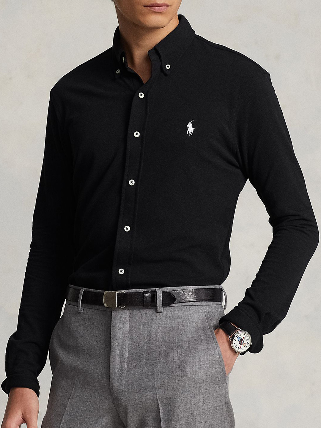 Polo Ralph Lauren Men Button-Down Collar Solid Cotton Formal Shirt