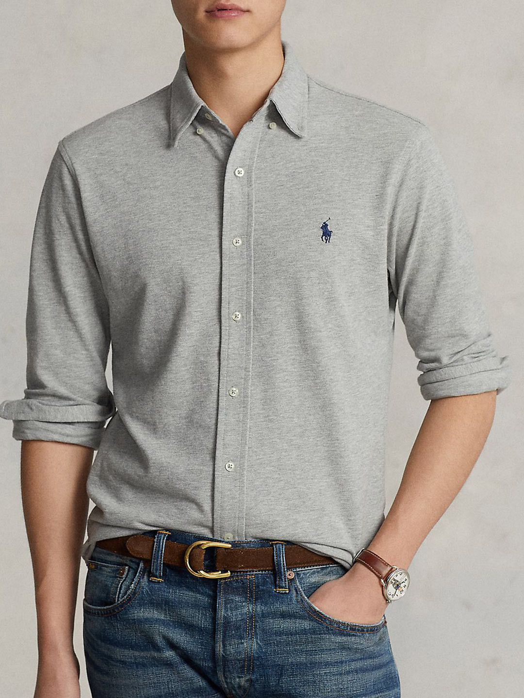 Polo Ralph Lauren Men Button-Down Collar Solid Cotton Casual Shirt