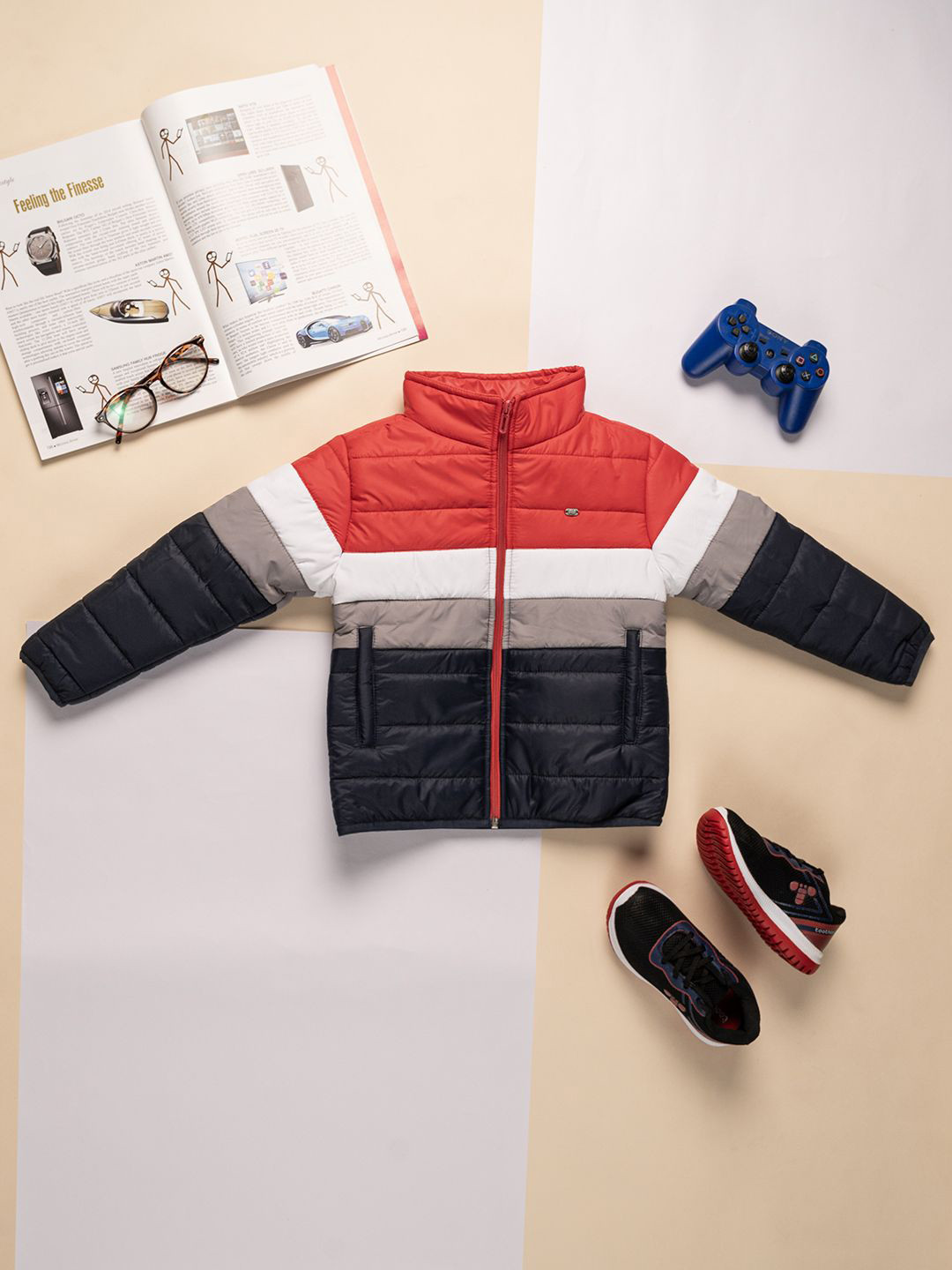 Purple United Kids Boys Colourblocked Bomber Jacket