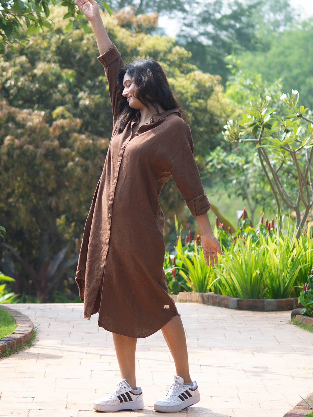 Rimore Women Printed Linen Shirt Dress