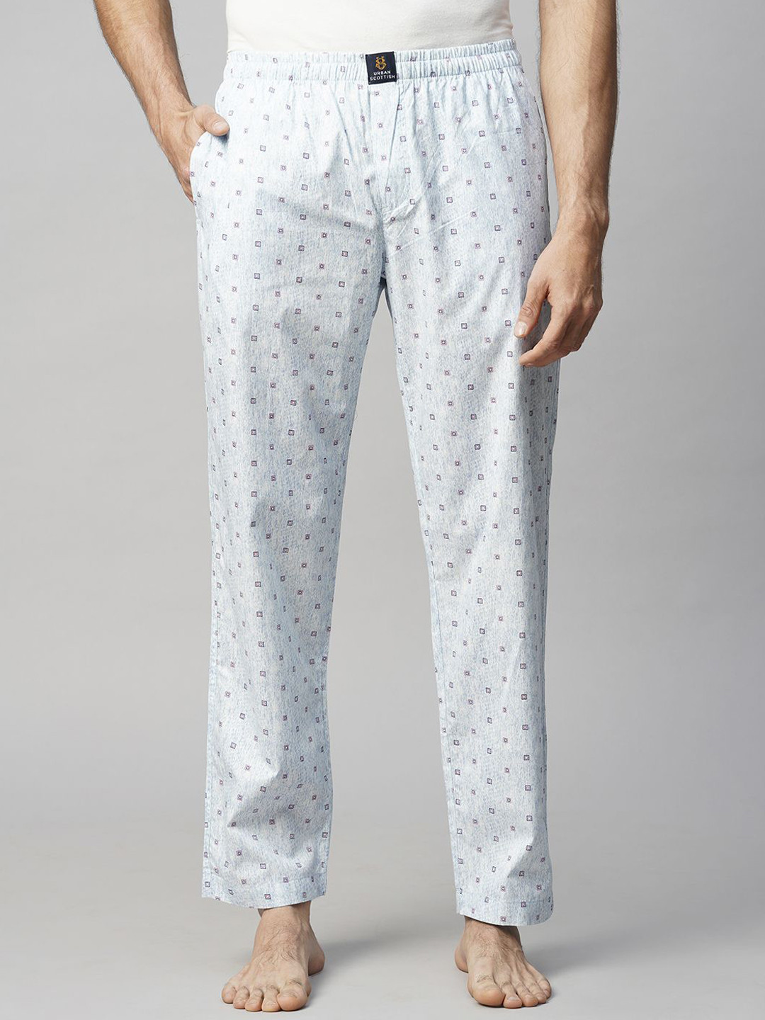 URBAN SCOTTISH Men Cotton Relaxed-Fit Straight-Leg Lounge Pants