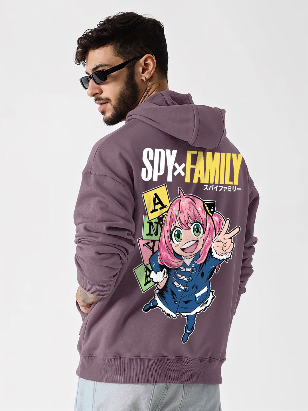 Crazymonk Printed Anime Spy X Family Anya Forger Oversized Fit Hooded Sweatshirt