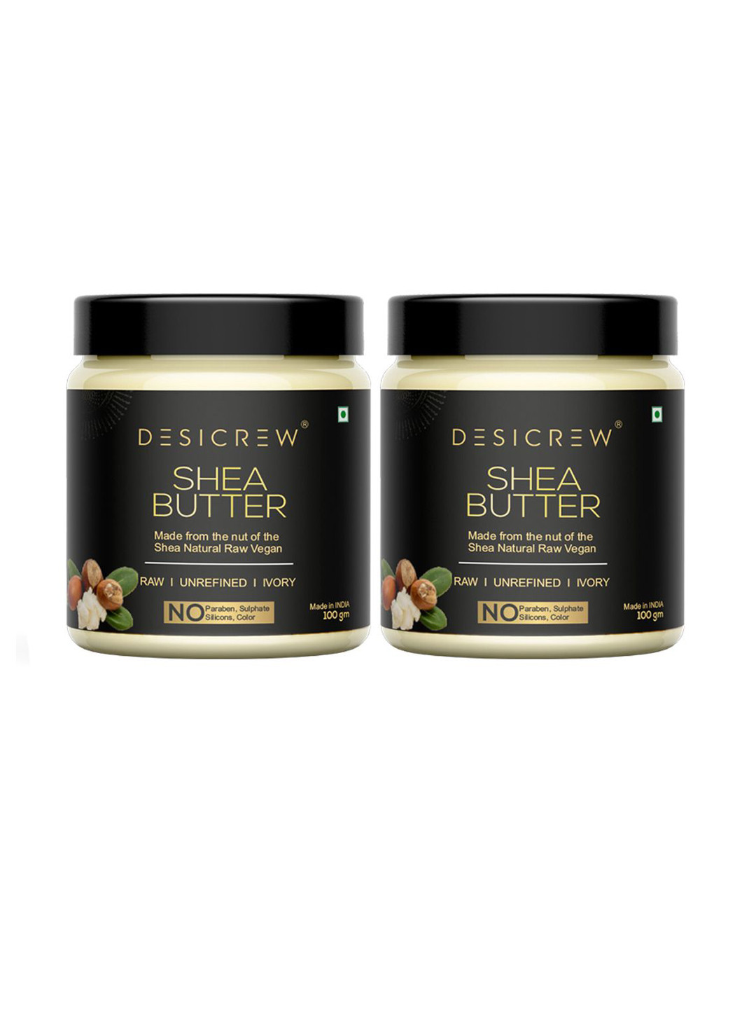 Desi Crew Set Of 2 Shea Butter Made From The Nut Of The Shea Natural Raw Vegan- 100 g Each
