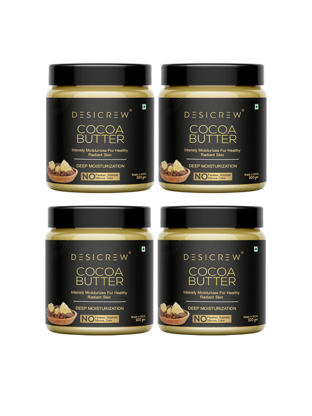 Desi Crew Set Of 4 Cocoa Butter Intensly Moisturizes For Healthy Radiant Skin- 100 g Each