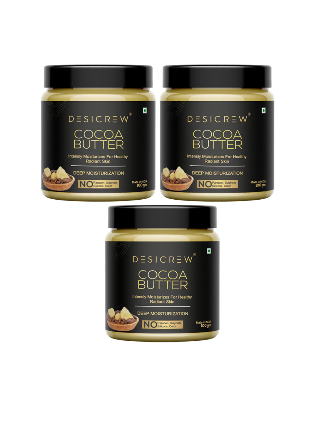 Desi Crew Set Of 3 Organic Cocoa Body Butter - 100 g Each