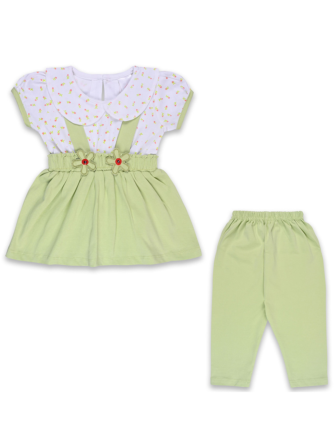 Wish Karo Girls Printed Peter Pan Collar Short Sleeves Top With Pyjama