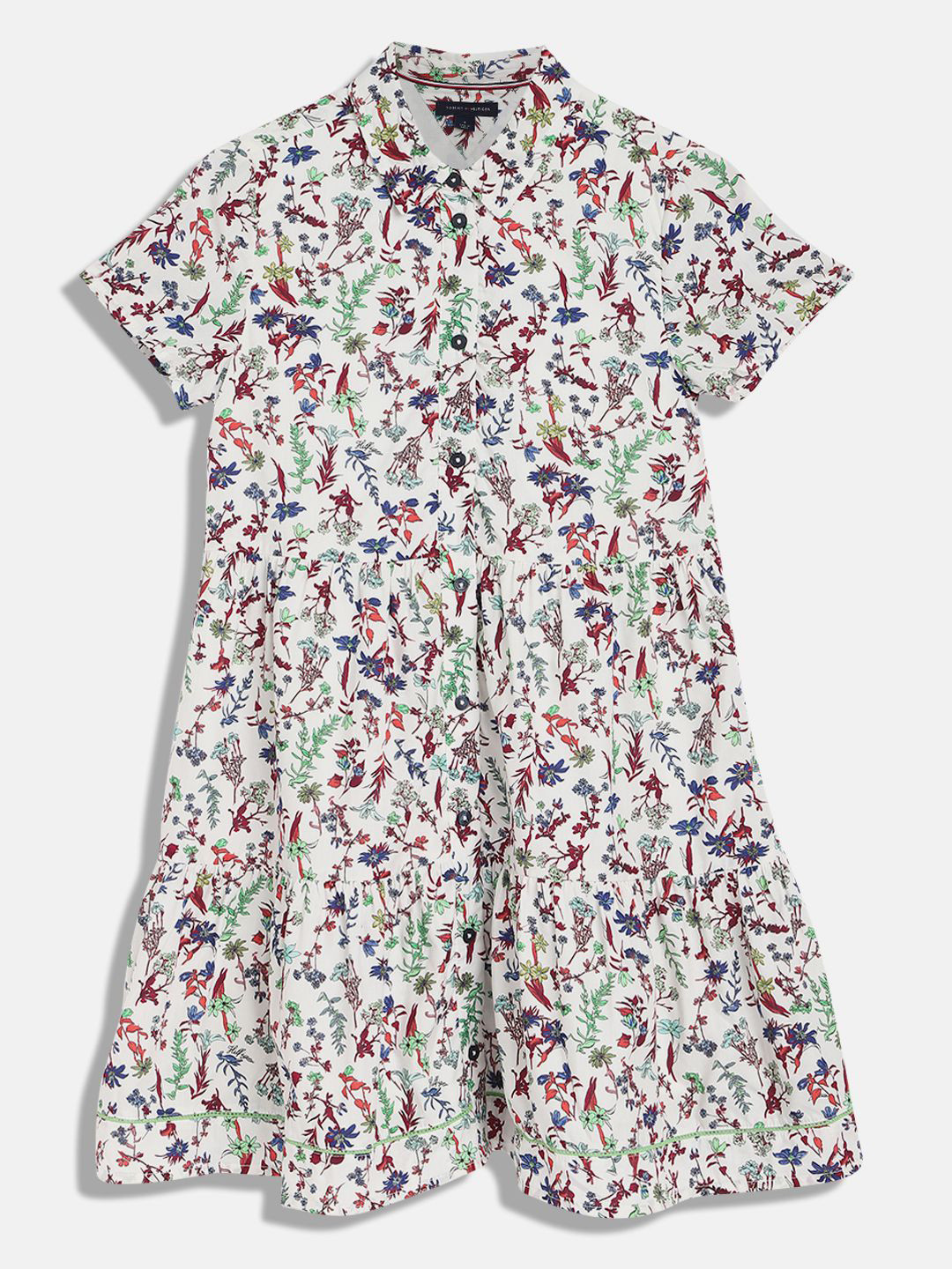 Tommy Hilfiger Girls Floral Flared Sleeve Fit & Flare Dress