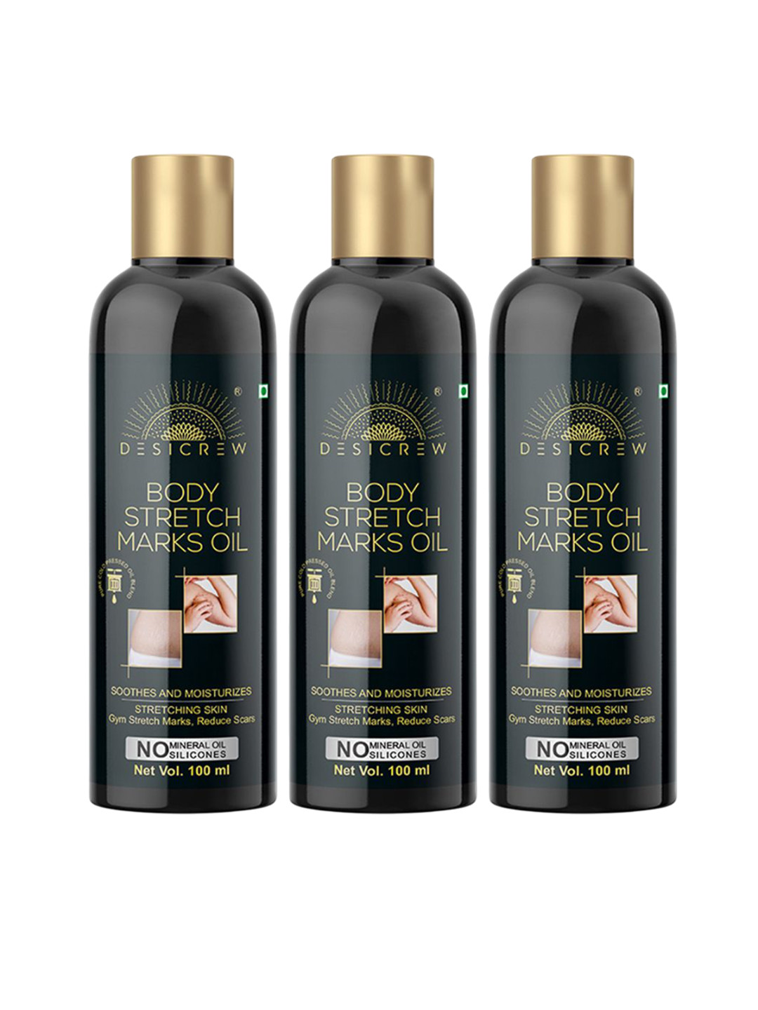 Desi Crew Set Of 3 Body Stretch Marks Removal Oil - 100 ml Each