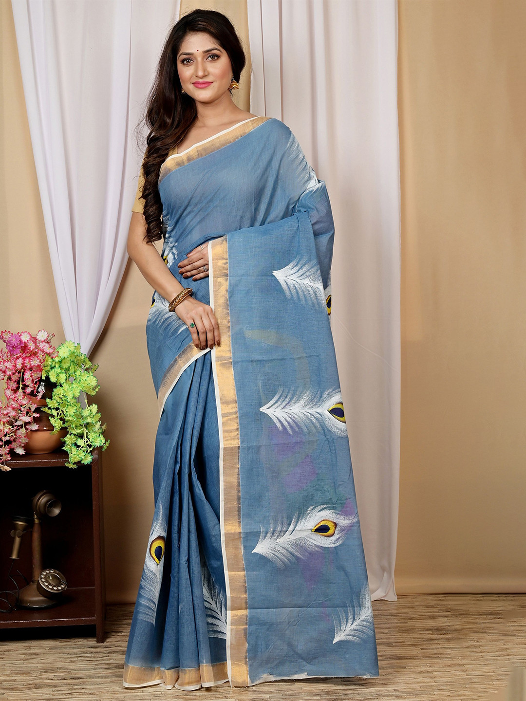 DipDiya Zari Bengali Taant Saree