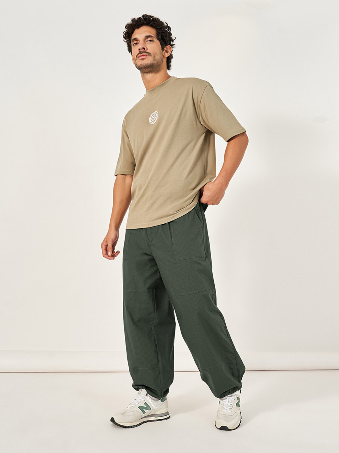 Styli Men Utility Ripstop Baggy Parachute Trouser