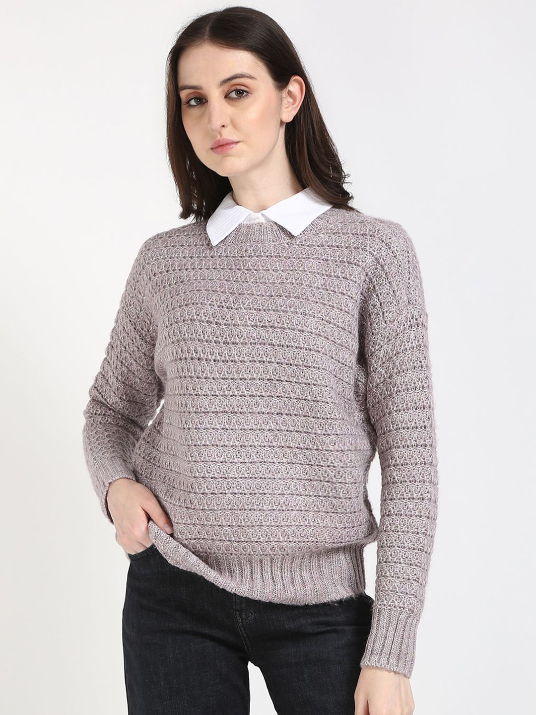 Calvin Klein Jeans Women Argyle Self Design Pullover