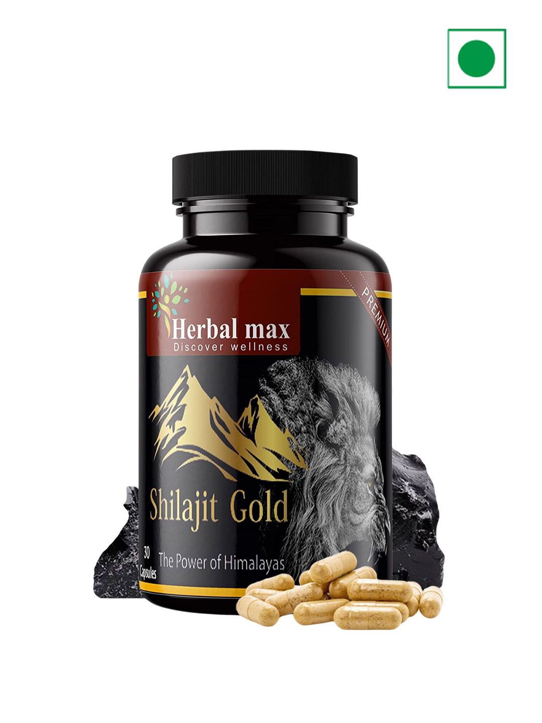 Herbal max Shilajit Gold With Safed Mulsi For Strength, Power & Stamina - 30 Capsule
