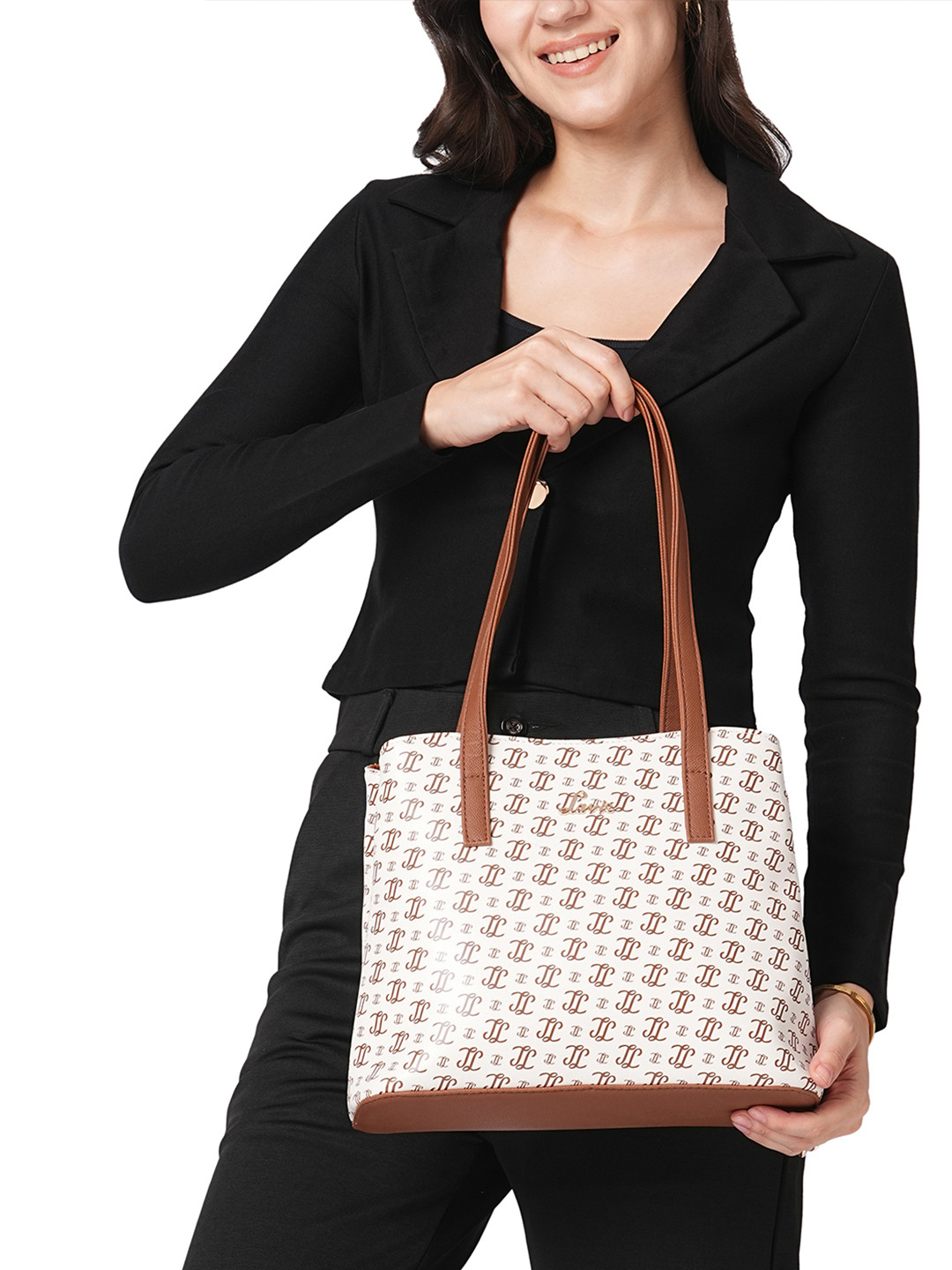 Lavie Women Brand Logo Printed Shopper Leather Shoulder Bag