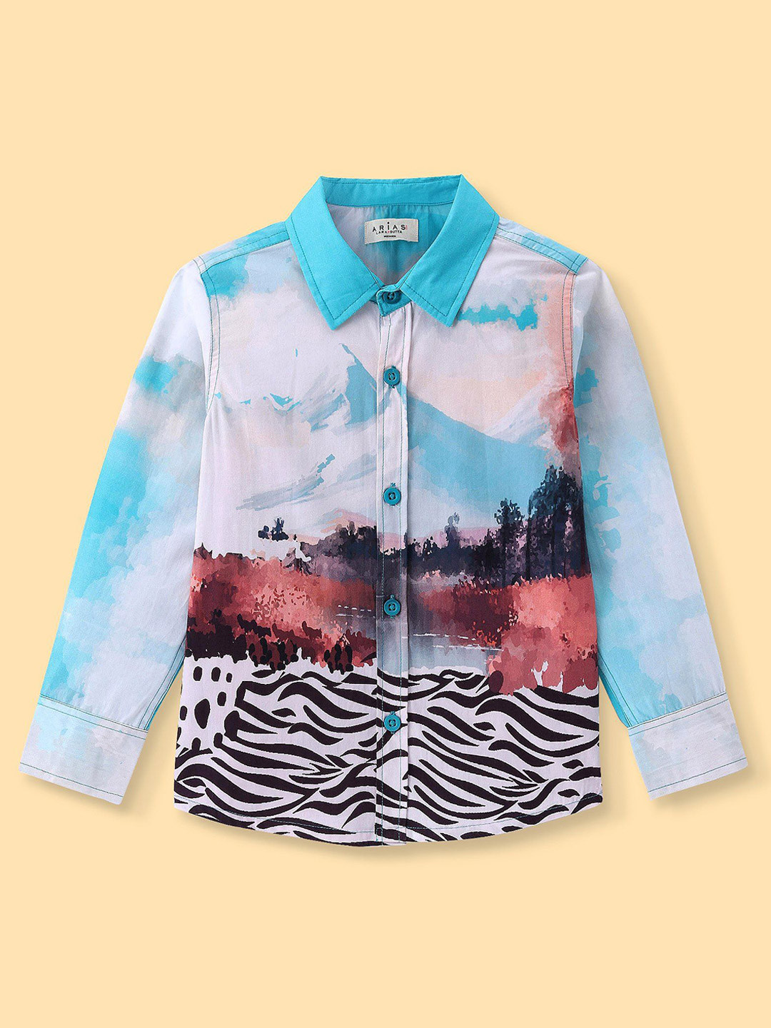 ARIAS By LARA DUTTA Boys Spread Collar Graphic Printed Cotton Casual Shirt
