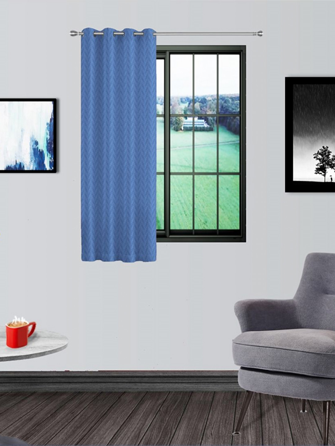 Divine Casa Blue Black Out Window Curtain
