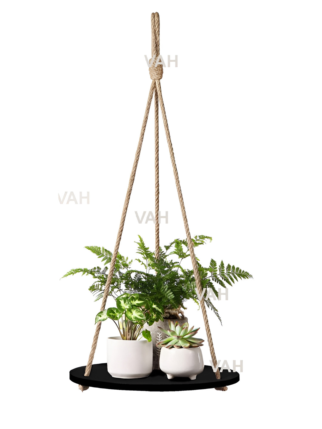 VAH Kya Bat Hai !! Black & Brown Wooden Floating Rope Shelves