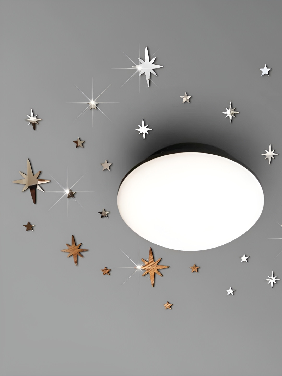 VAH Kya Bat Hai !!  Silver-Toned 30 Pieces Acrylic 3D Self Adhesive Wall Stickers