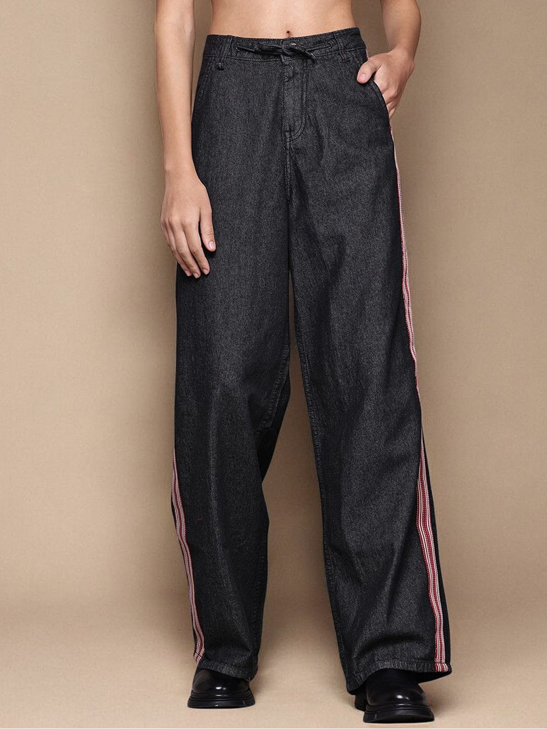 Roadster Women Pure Cotton Low Rise Wide Leg Jeans