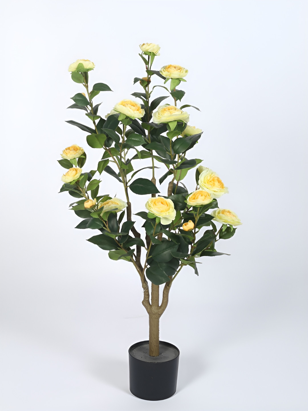 Home Bloom Green & Yellow Rose Artificial Plant With Pot