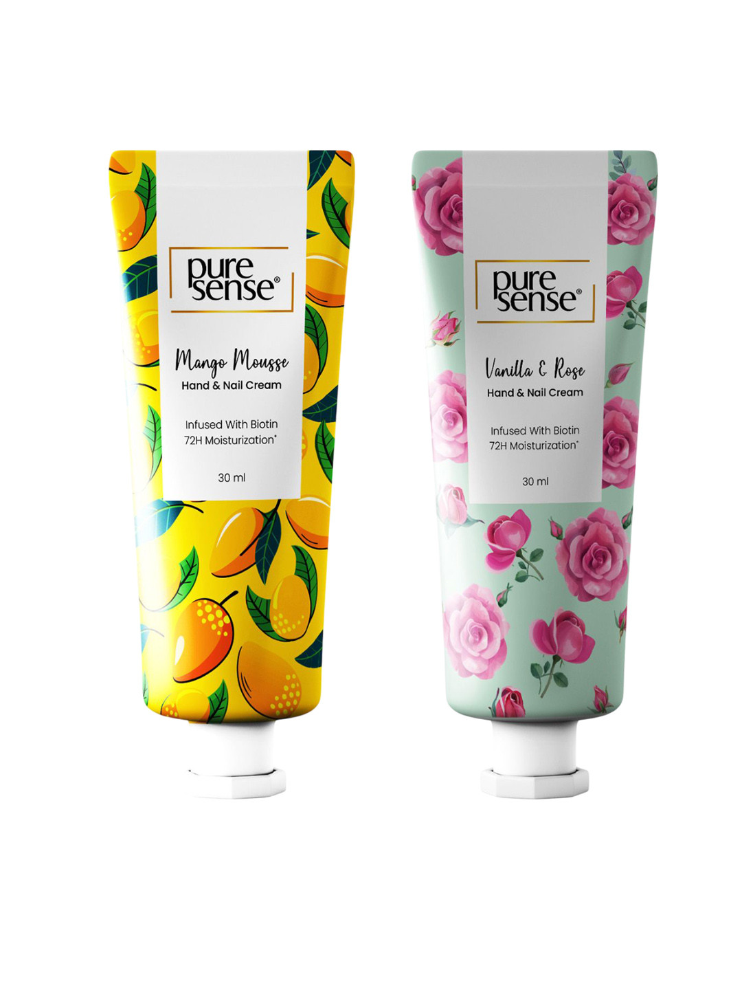 Pure Sense Set Of 2 Hand & Nail Cream with Biotin - 30 ml Each - Mango Mousse & Vanilla