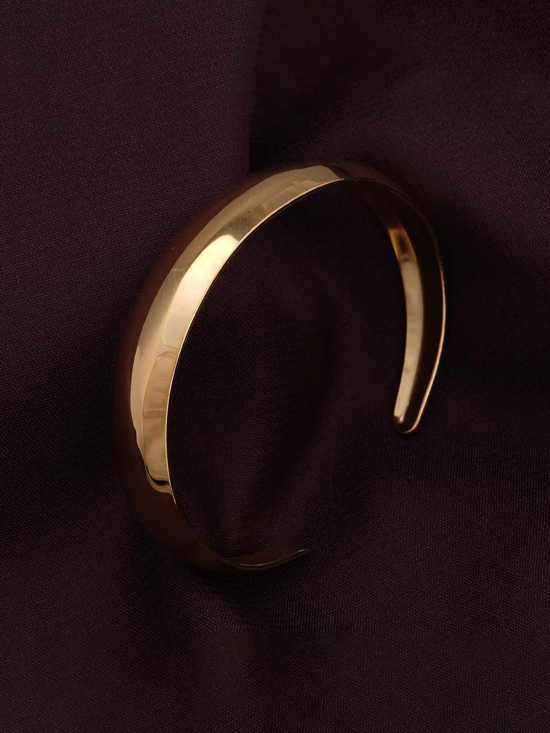 PALMONAS Gold-Plated Stainless Steel Anti-Tarnish Orbit Bling Open Cuff Bracelet
