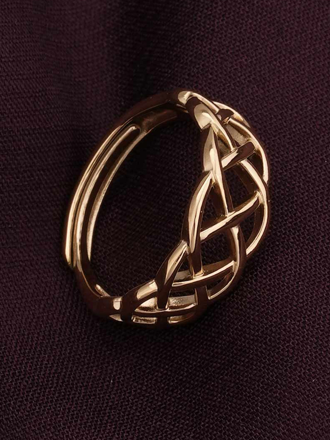 PALMONAS Stainless Steel Interlocking Gold Ring For Womens- Waterproof & Anti-Tarnish