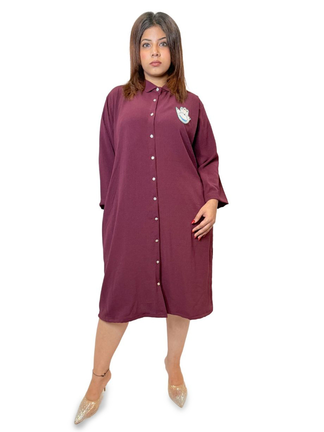 JAC INDIAN Plus Size Shirt Collar Shirt Dress