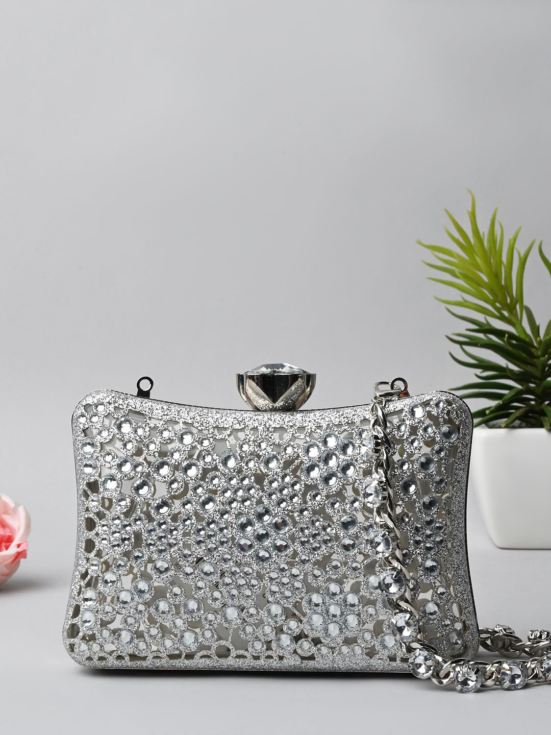 Rocia By Regal Embellished Diamond Encrusted Purse Clutch