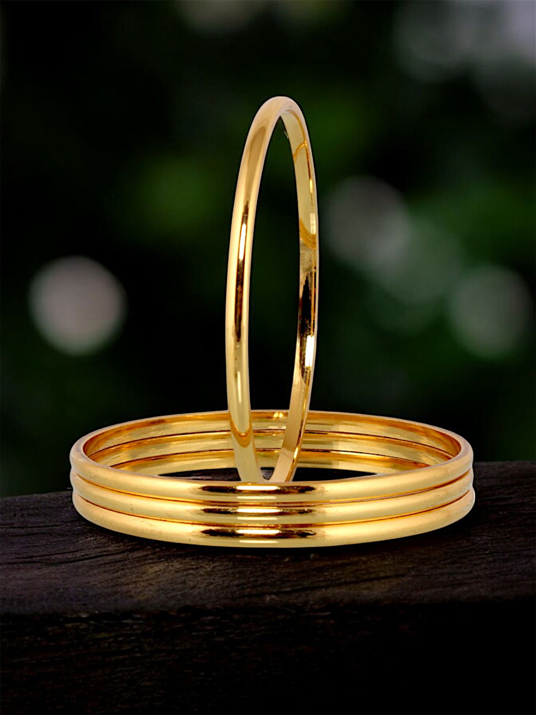 LUCKY JEWELLERY Pack Of 4 18k One Gram Gold Plated Bangles