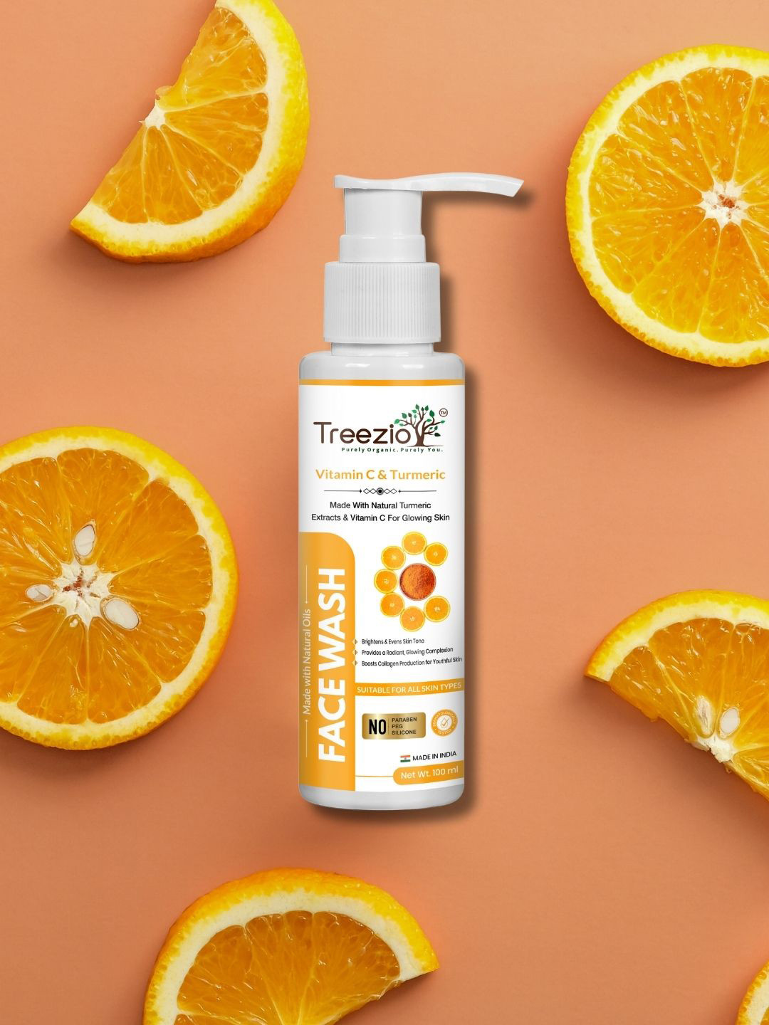 Treezio Vitamin C & Turmeric Face Wash For Radiant & Glowing Skin - 100 ml