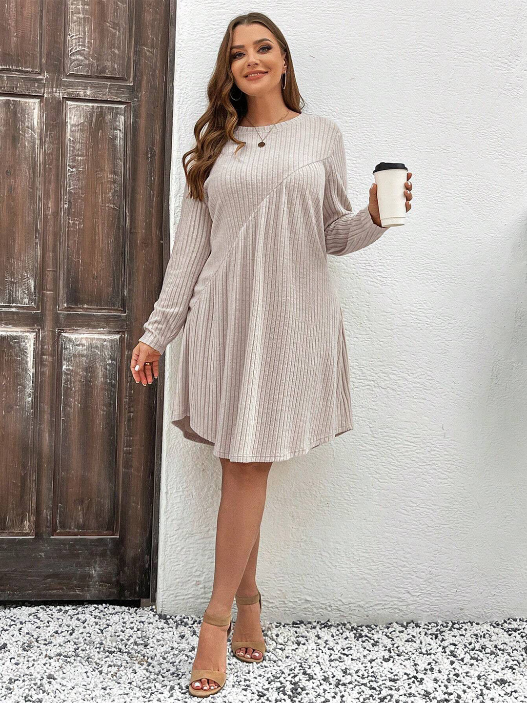 DressBerry Curve Striped Shift Dress