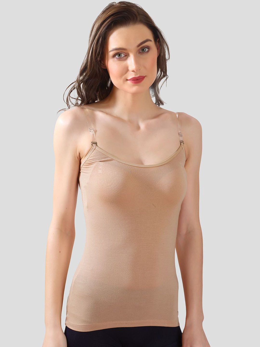 inner amour Women Non Padded Transparent Shoulder Straps Camisoles