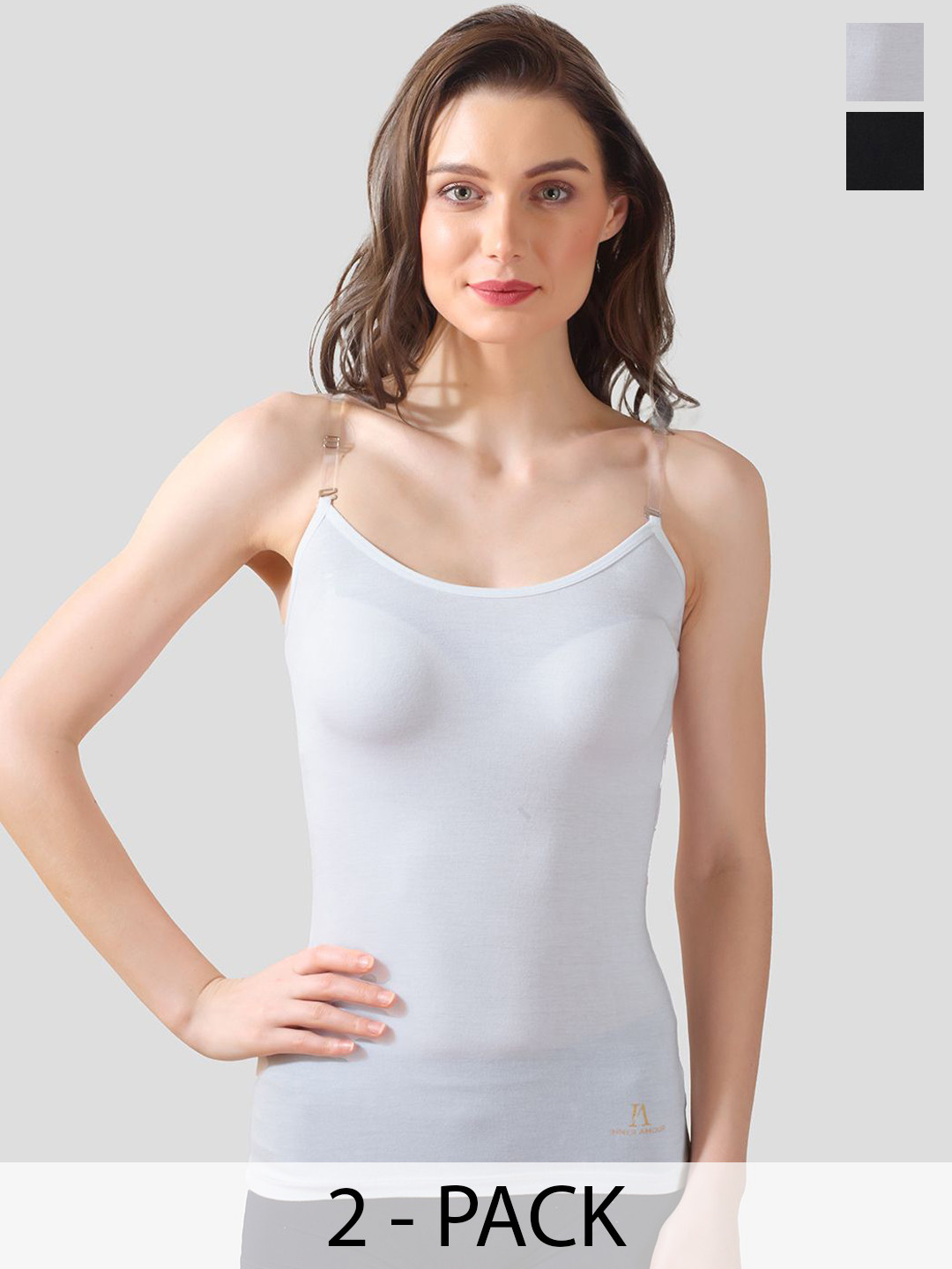 inner amour Women Pack Of 2 Modal Detachable Strap Camisoles