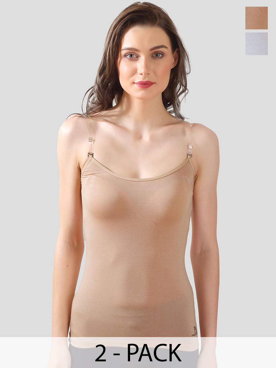 inner amour Women Pack Of 2 Modal Detachable Strap Camisoles