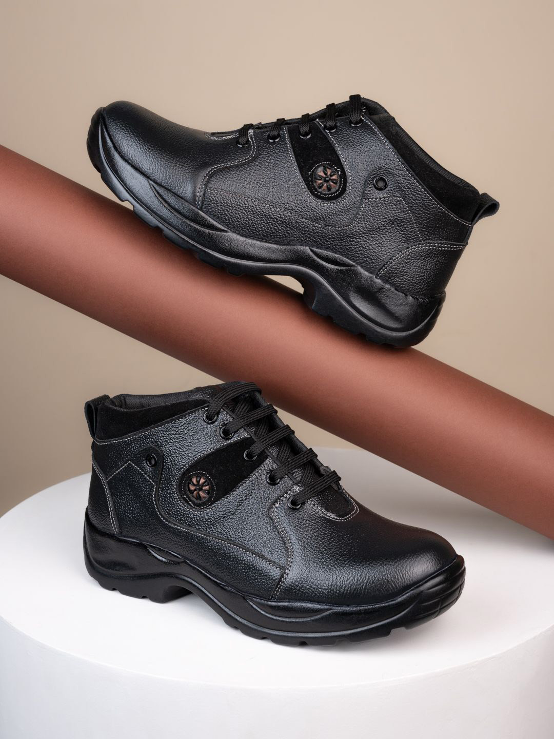 MENGLER Men Leather Sneakers With Waterproof Lining