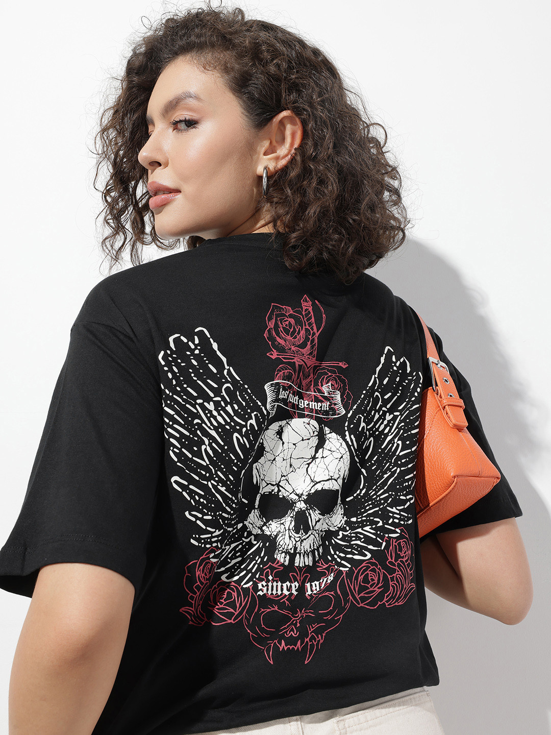 The Roadster Life Co. Pure Cotton Grunge Printed Oversized T-shirt