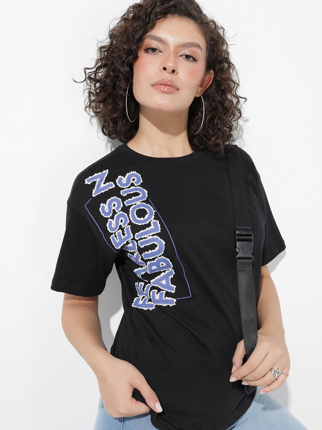The Roadster Life Co. Printed Drop-Shoulder Sleeves Pure Cotton Oversized T-shirt