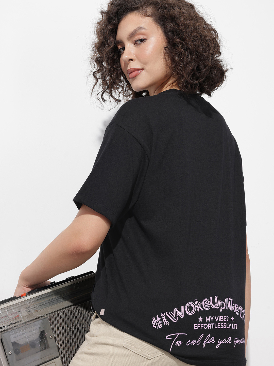 The Roadster Life Co. Pure Cotton Typography Printed Oversized T-shirt