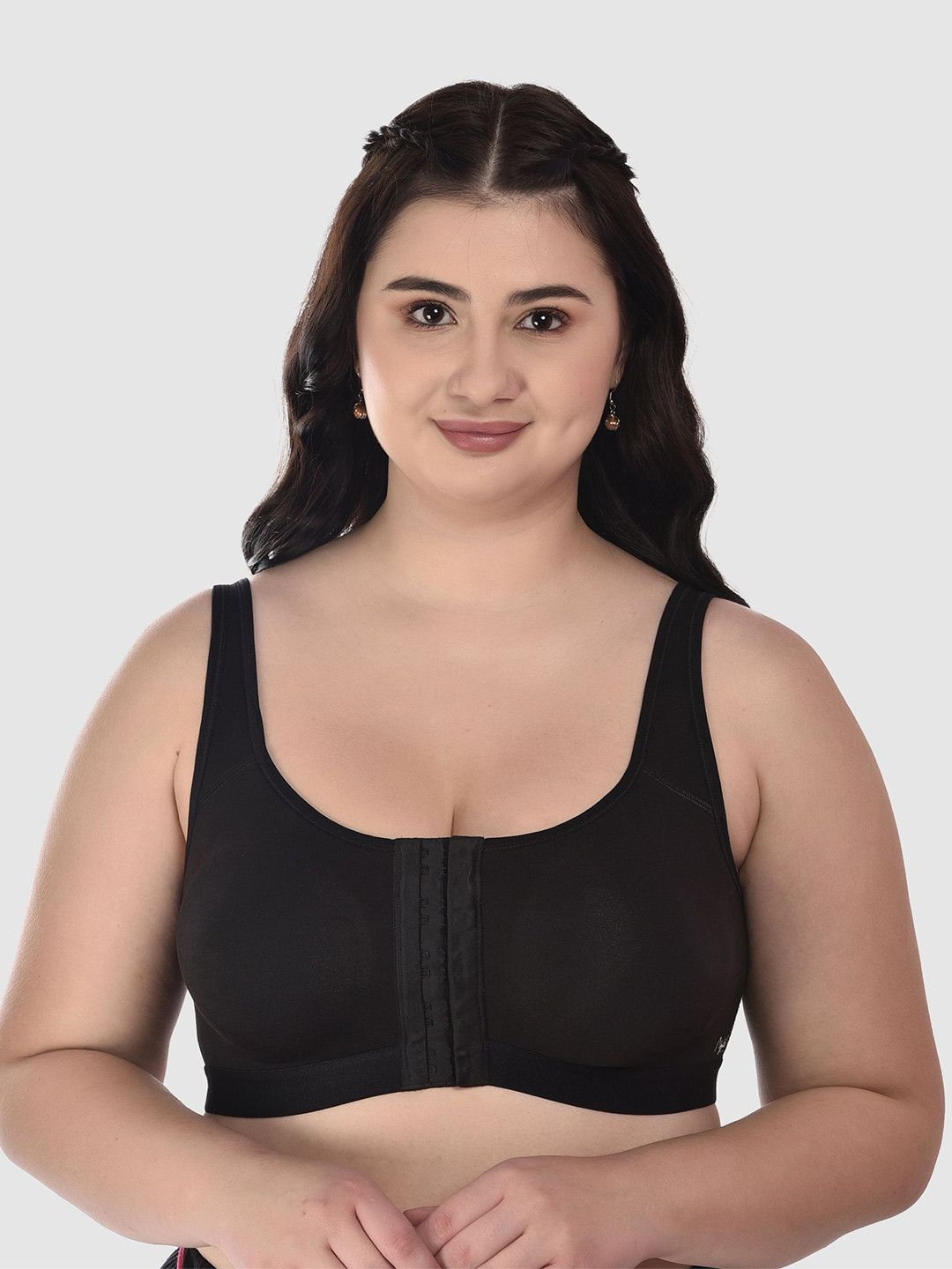 DressBerry Pack of 2 Cotton Full Coverage Front Closure Minimizer Bra
