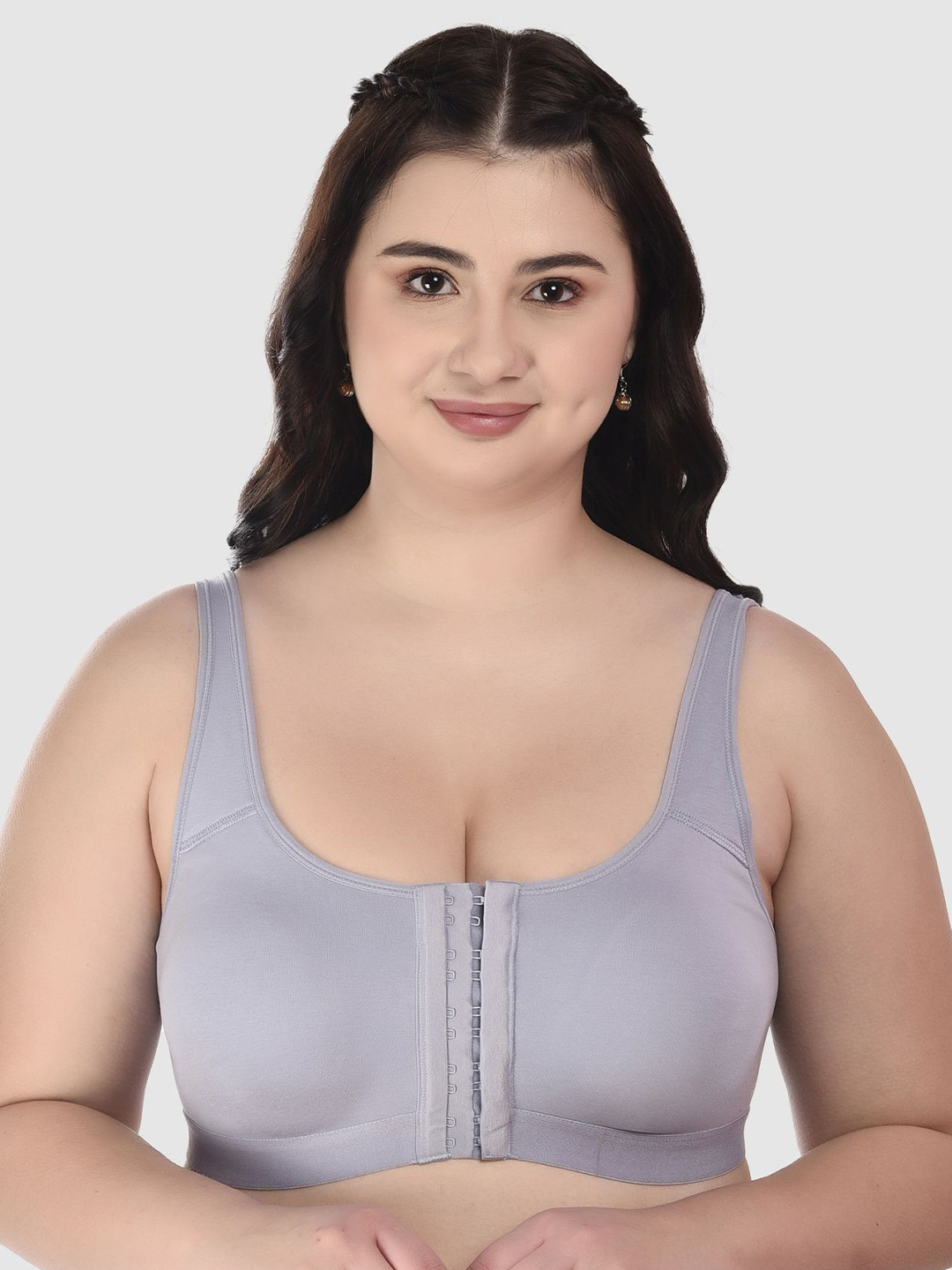DressBerry Pack of 2 Cotton Full Coverage Front Closure Minimizer Bra