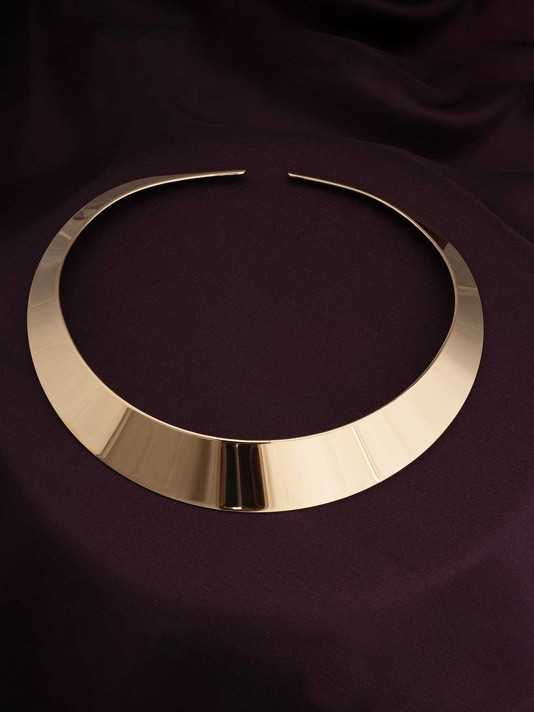 PALMONAS Gold-Plated Stainless Steel Anti-Tarnish Open Collar Choker Necklace