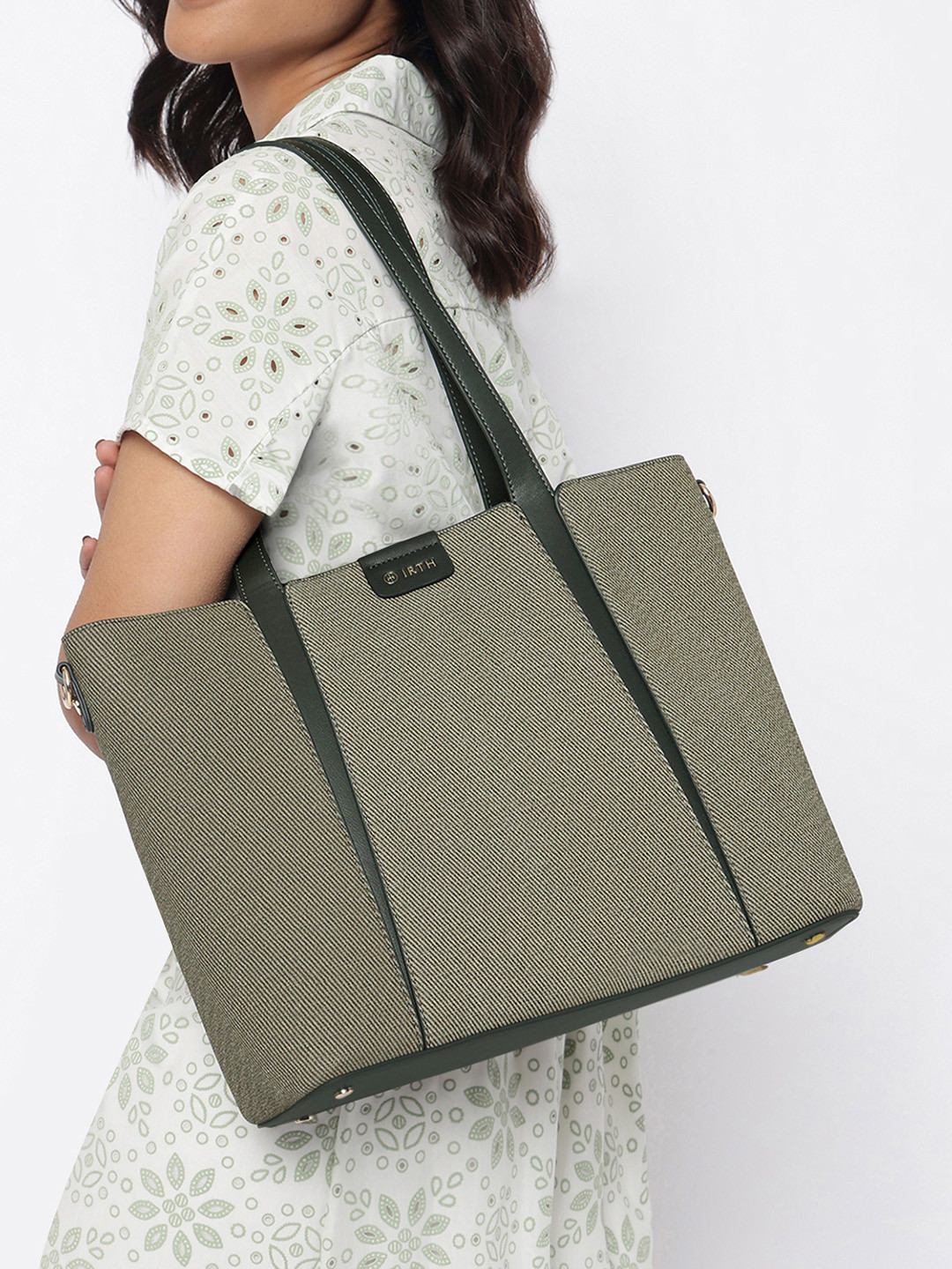 IRTH by House of Titan Textured Structured  Aspen Twines Tote Bag