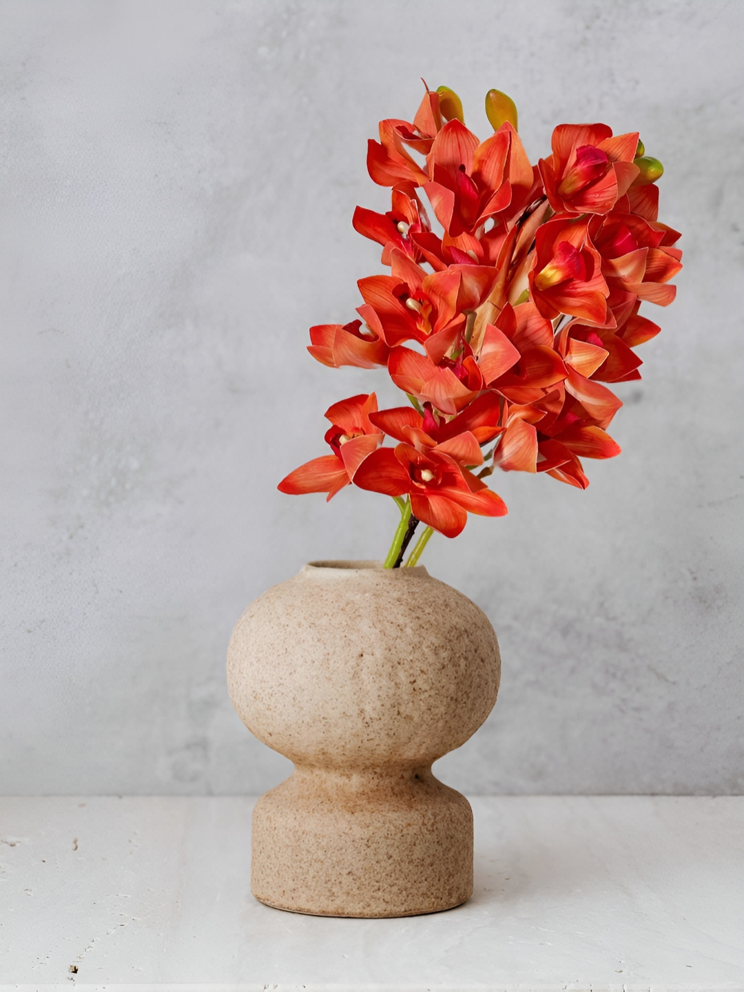 ARTSY Orange & Green Orchid Artificial Flower