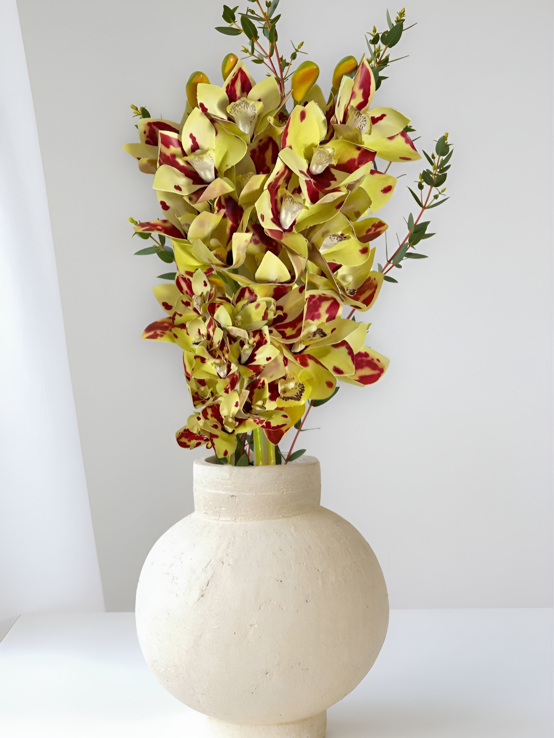 ARTSY Green & Red Orchid Artificial Flower