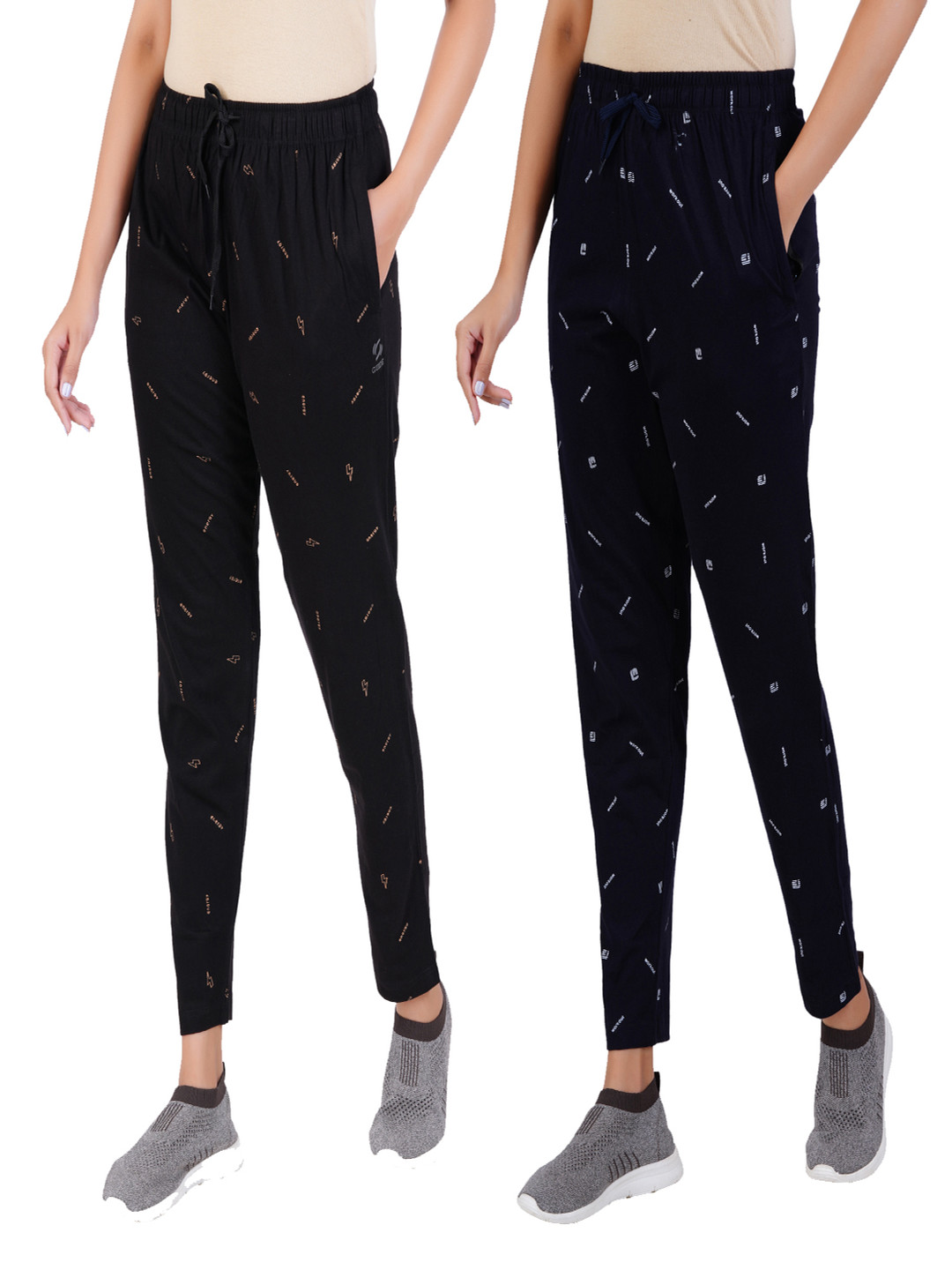 GUIDE Women Pack Of 2 Printed Cotton Track Pants