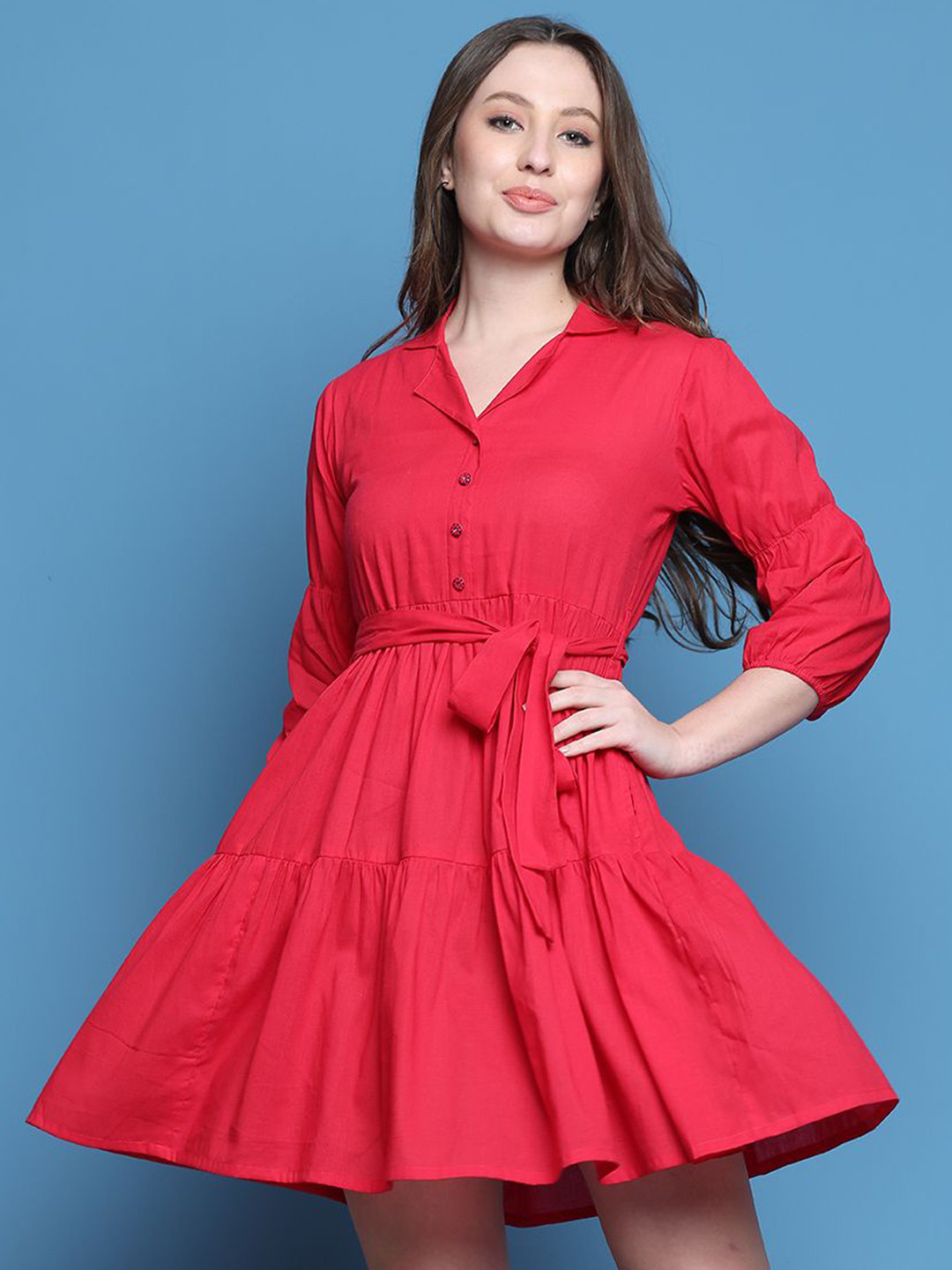 Rajnandini Women Floral Printed Fit- Flare Midi Dress