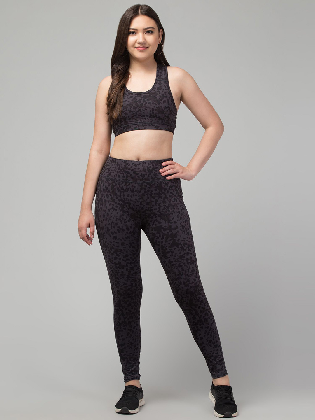CKARFE Women Printed High-Rise Dry-Fit Sports Tights