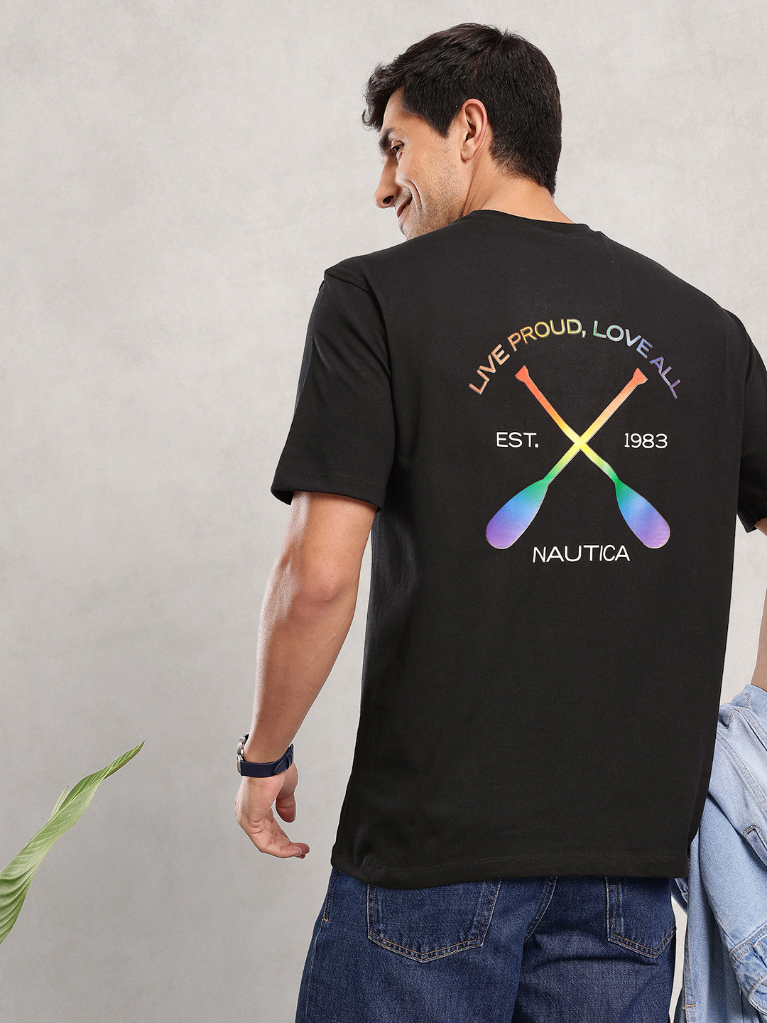 Nautica Pride Collection Brand Logo Printed Pure Cotton Relaxed Fit T-shirt